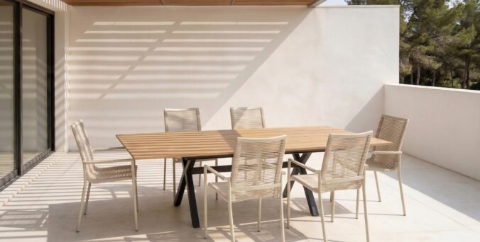 שולחן חוץ דגם גבריאל (רגליים בגוון שחור)