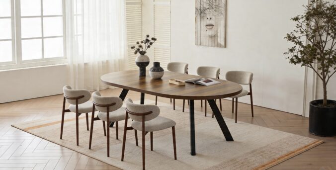 שולחן דגם ברנע בגוון אלון כהה