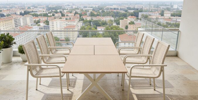 שולחן חוץ דגם גבריאל (רגליים בגוון שמנת)