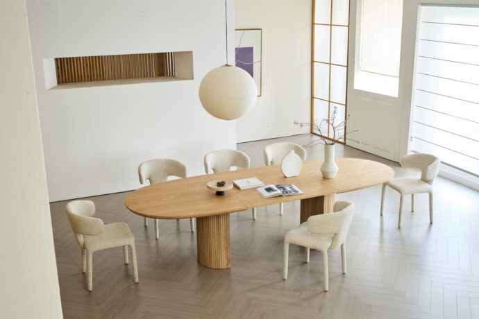 שולחן דגם דקל בגוון אלון