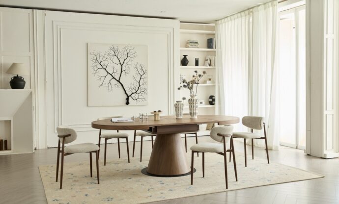 שולחן דגם כנען בגוון אגוז כהה