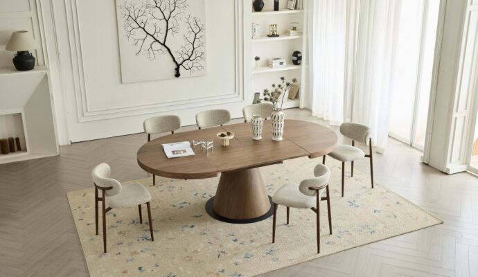 שולחן דגם כנען בגוון אגוז כהה