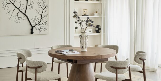 שולחן דגם כנען בגוון אגוז כהה