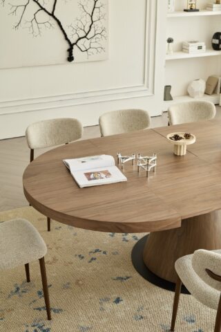 שולחן דגם כנען בגוון אגוז כהה