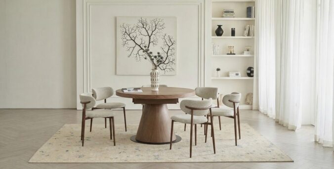 שולחן דגם כנען בגוון אגוז כהה