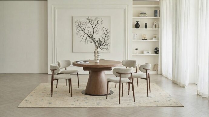 שולחן דגם כנען בגוון אגוז כהה