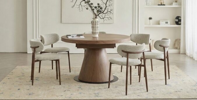 שולחן דגם כנען בגוון אגוז כהה