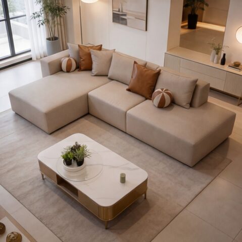 סלון דגם ראם 300/200 ס״מ בגוון סהרה