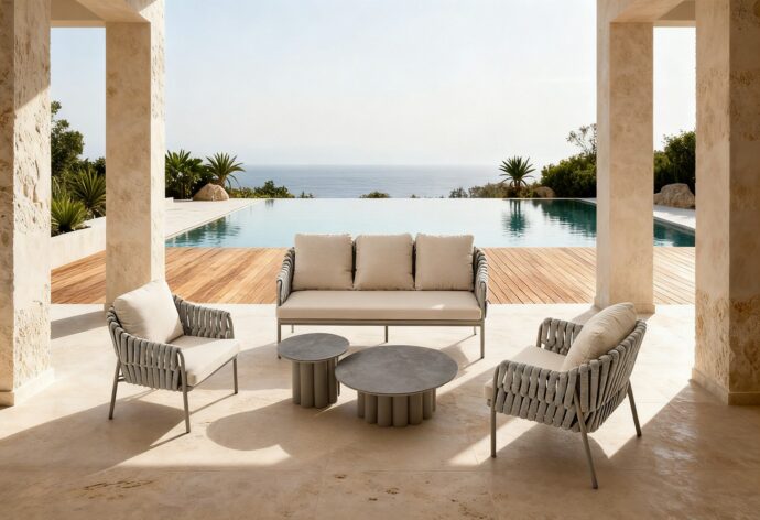 פינת ישיבה דגם לאונרדו בגוון אבן