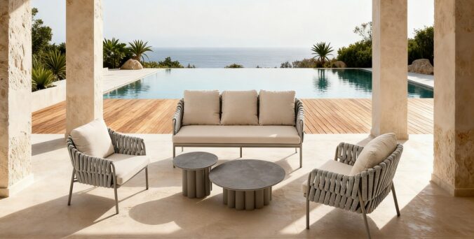 פינת ישיבה דגם לאונרדו בגוון אבן