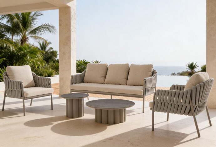 פינת ישיבה דגם לאונרדו בגוון אבן