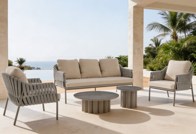 פינת ישיבה דגם לאונרדו בגוון אבן