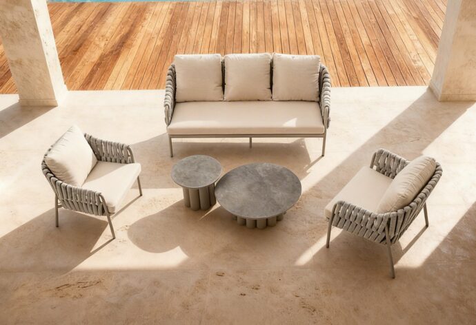 פינת ישיבה דגם לאונרדו בגוון אבן