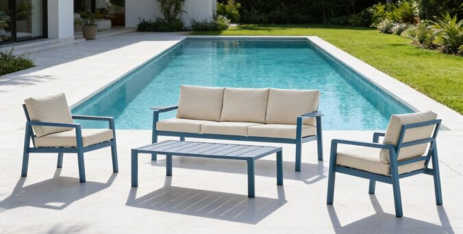 פינת חוץ דגם 'לרנקה' בגוון כחול