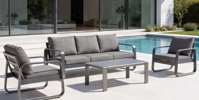 פינת חוץ דגם 'סינגפור' בגוון אפור