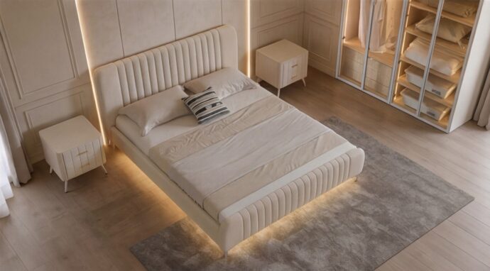 חדר שינה יוקרתי – מיטה גאיה + ארון יהלום