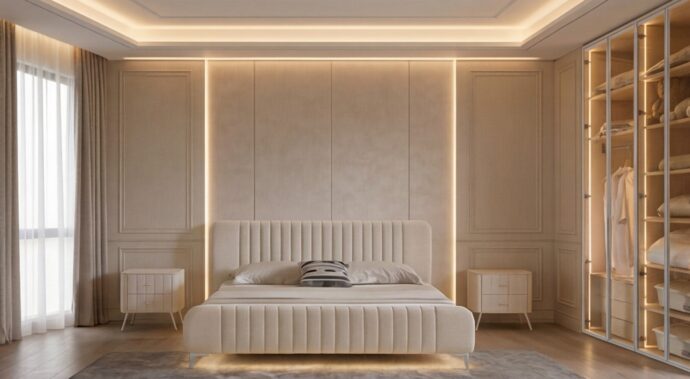 חדר שינה יוקרתי – מיטה גאיה + ארון יהלום