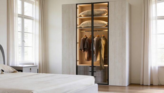 חדר שינה יוקרתי – מיטה ונציה + ארון שירן