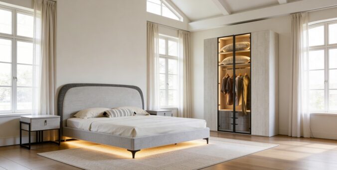 חדר שינה יוקרתי – מיטה ונציה + ארון שירן