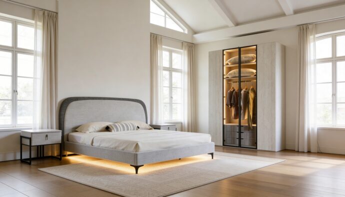 חדר שינה יוקרתי – מיטה ונציה + ארון שירן