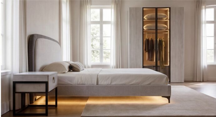 חדר שינה יוקרתי – מיטה ונציה + ארון שירן
