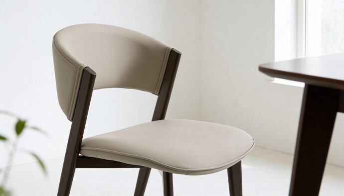 כיסא דגם רום דמוי עור בגוון אבן