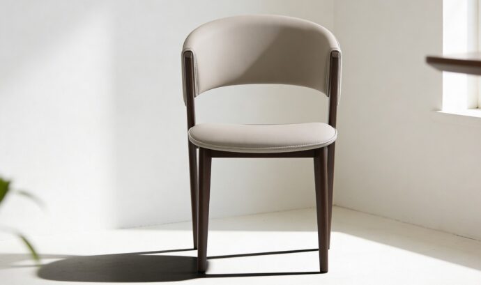 כיסא דגם רום דמוי עור בגוון אבן