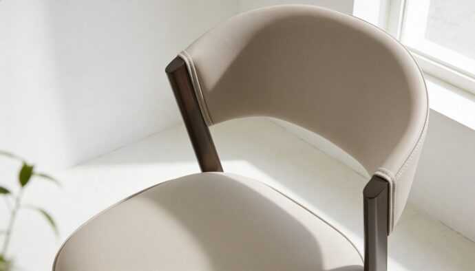 כיסא דגם רום דמוי עור בגוון אבן