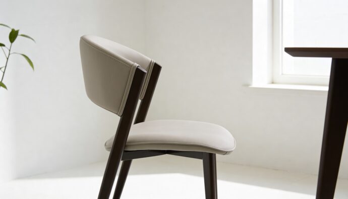 כיסא דגם רום דמוי עור בגוון אבן