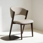 כיסא דגם רום דמוי עור בגוון אבן