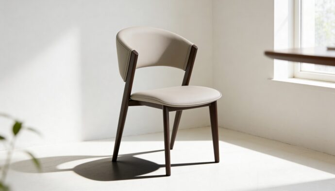 כיסא דגם רום דמוי עור בגוון אבן