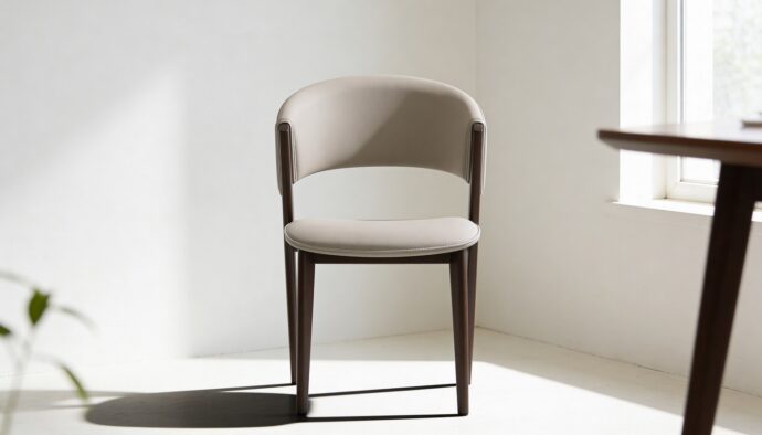 כיסא דגם רום דמוי עור בגוון אבן