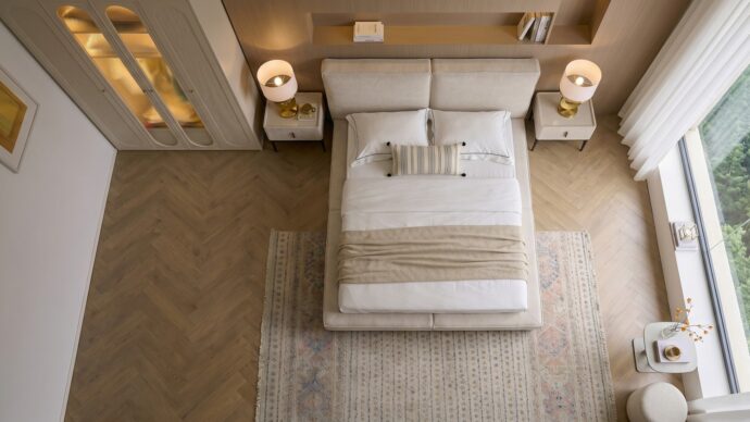 חדר שינה יוקרתי – מיטה בריסל + ארון דניאל