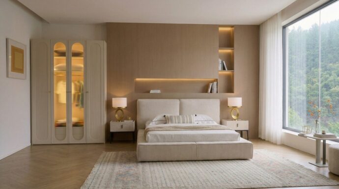 חדר שינה יוקרתי – מיטה בריסל + ארון דניאל