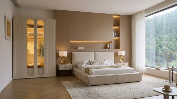 חדר שינה יוקרתי – מיטה בריסל + ארון דניאל