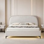 מיטה דגם ונציה - שמנת FABRIC + ארגז מצעים ומזרן מתנה