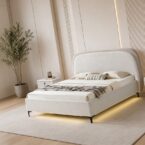 מיטה דגם ונציה - שמנת FABRIC + ארגז מצעים ומזרן מתנה