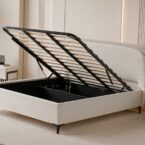 מיטה דגם ונציה - שמנת FABRIC + ארגז מצעים ומזרן מתנה