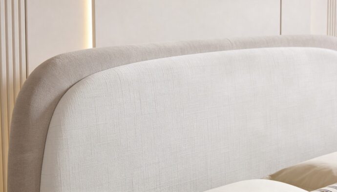 מיטה דגם ונציה - שמנת FABRIC + ארגז מצעים ומזרן מתנה