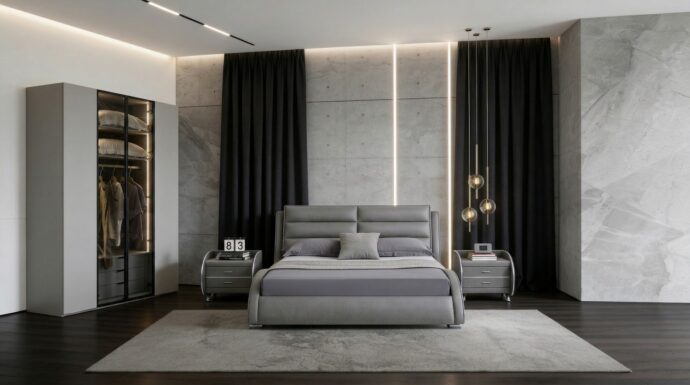 חדר שינה יוקרתי – מיטת טקסס + ארון שירן