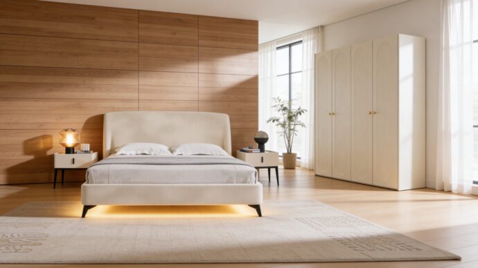 חדר שינה יוקרתי – מיטת מרסיי + ארון אופל