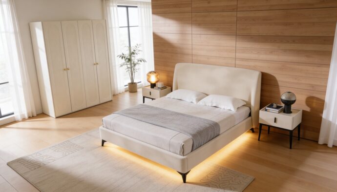 חדר שינה יוקרתי – מיטת מרסיי + ארון אופל