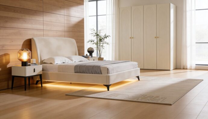 חדר שינה יוקרתי – מיטת מרסיי + ארון אופל