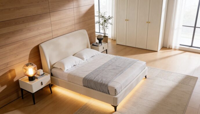 חדר שינה יוקרתי – מיטת מרסיי + ארון אופל