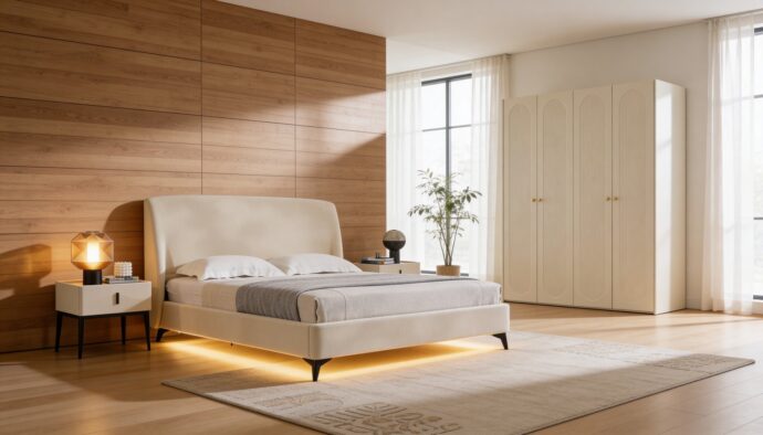 חדר שינה יוקרתי – מיטת מרסיי + ארון אופל