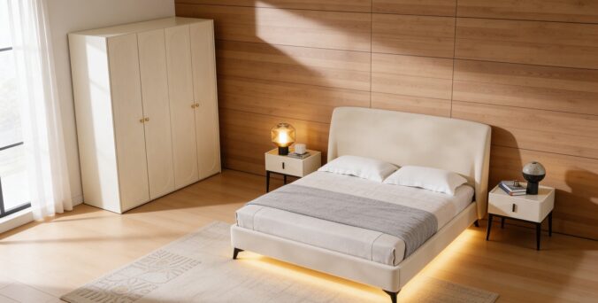 חדר שינה יוקרתי – מיטת מרסיי + ארון אופל