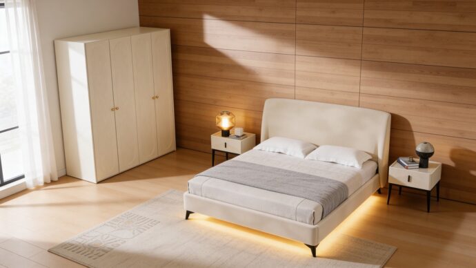 חדר שינה יוקרתי – מיטת מרסיי + ארון אופל