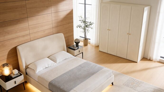 חדר שינה יוקרתי – מיטת מרסיי + ארון אופל