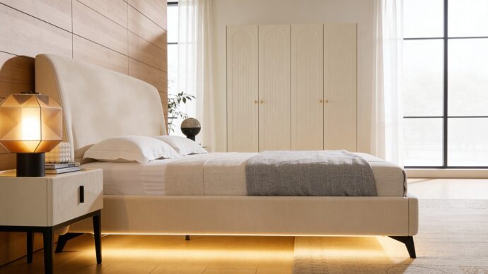 חדר שינה יוקרתי – מיטת מרסיי + ארון אופל