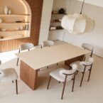 שולחן דגם 'ארז' בגוון אגוז + שמנת